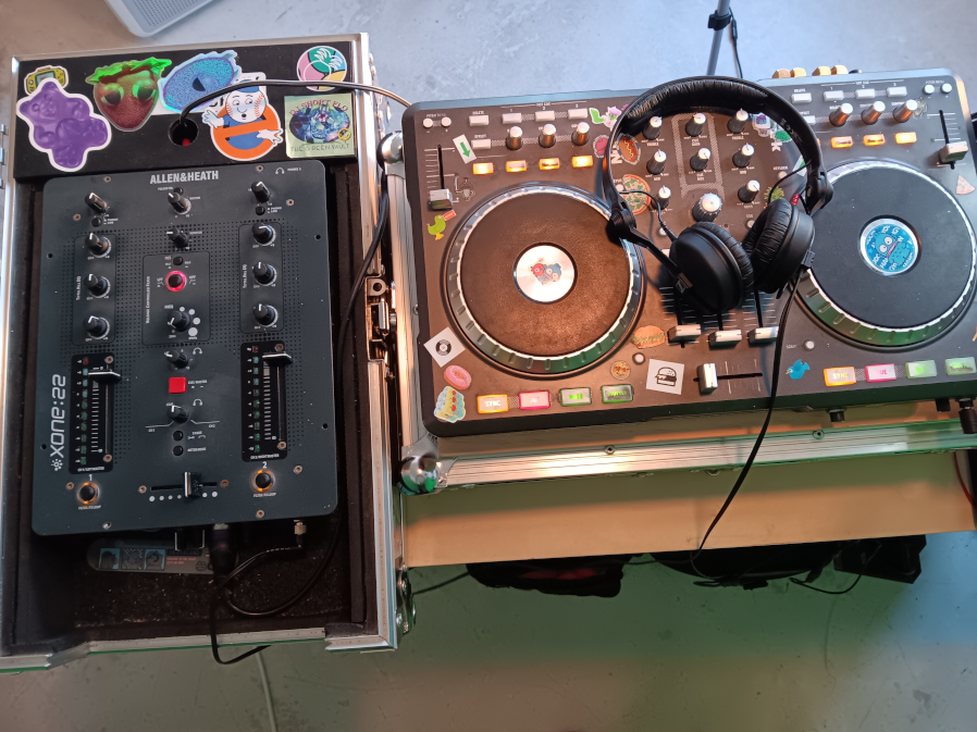 my DJ mixer and my USB controller